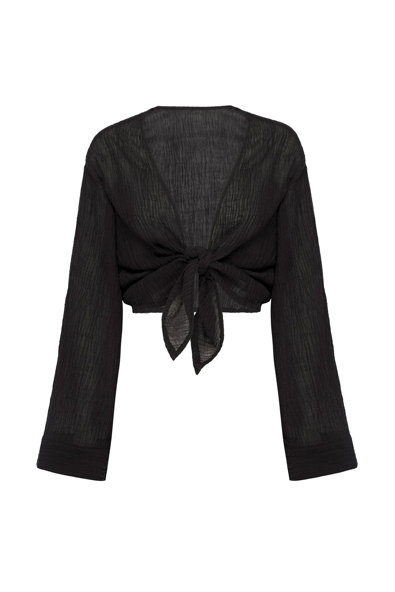 Tahiti Tie Top - Black Crinkle Linen Monday Swimwear