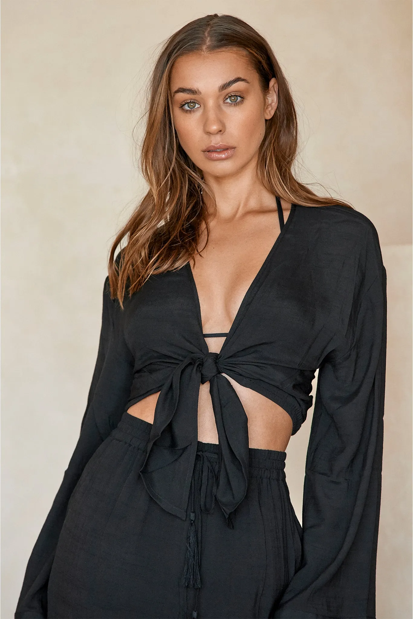Tahiti Tie Top - Black Monday Swimwear