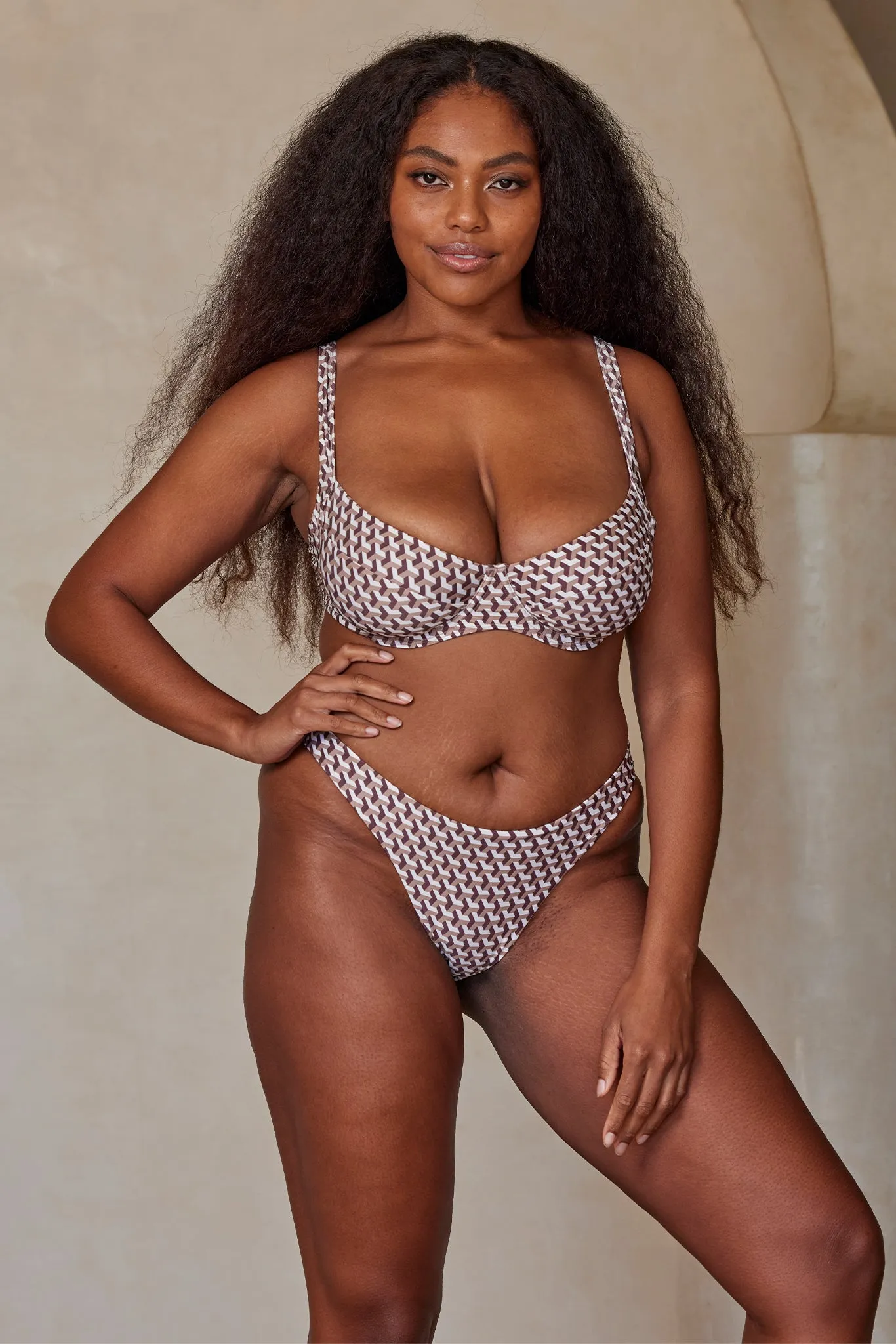 Tamarama Bottom - Husk Geo Monday Swimwear
