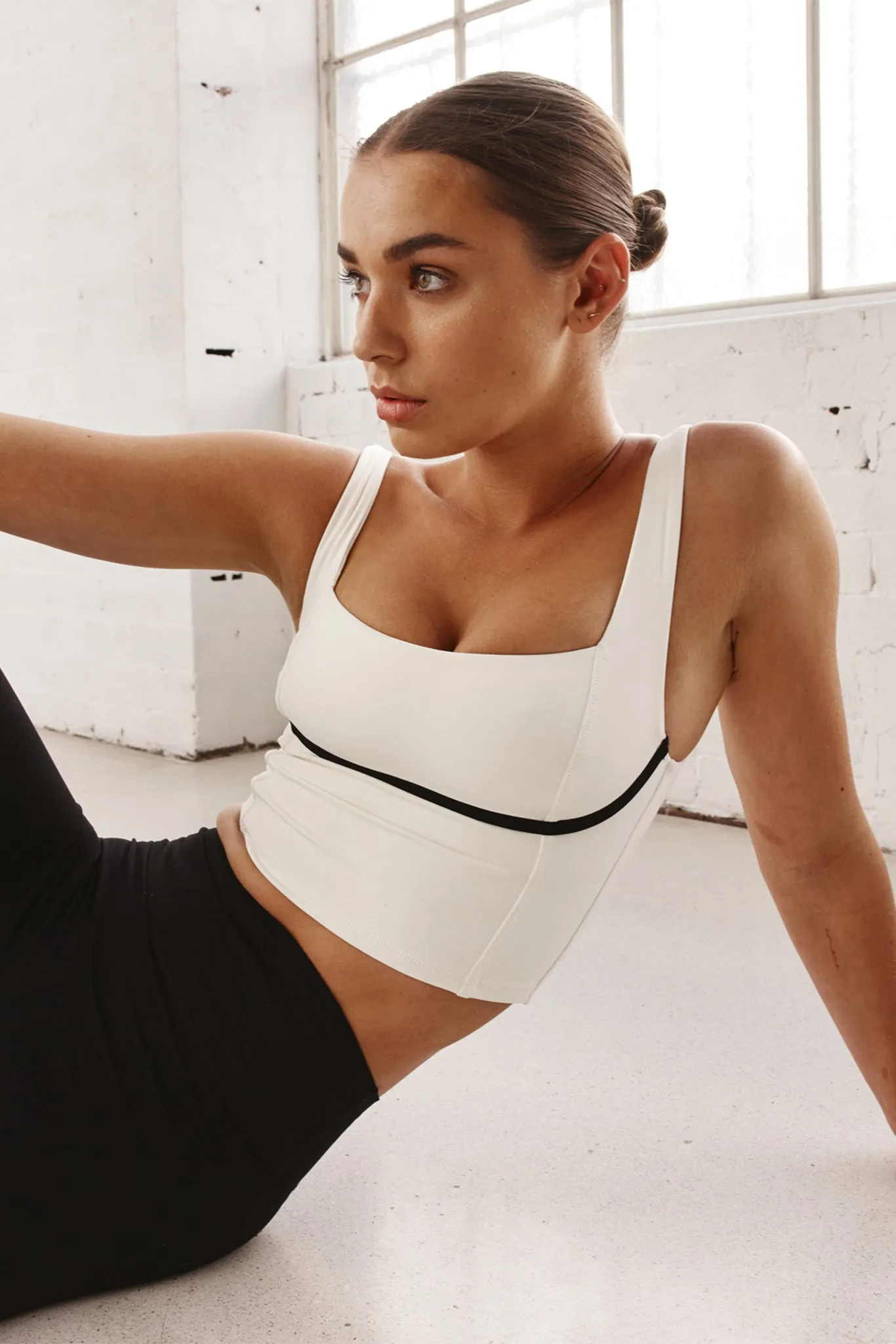Zion Tank - Ivory/Black Monday Swimwear